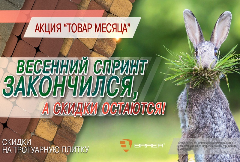Весь июнь скидка до 30% на тротуарную плитку Braer Весь июнь скидка до 30% на тротуарную плитку Braer