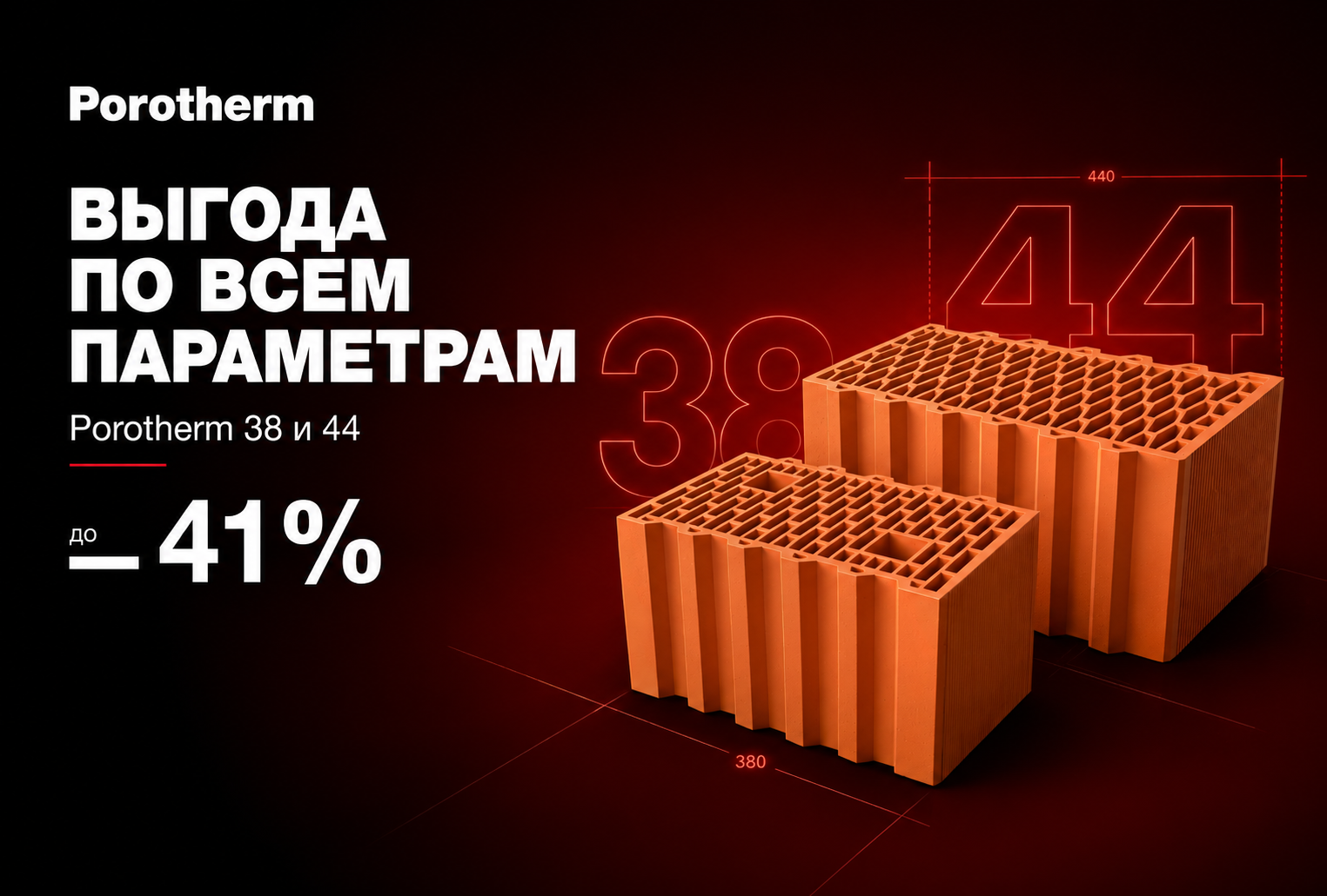 Выгода по всем параметрам на керамические блоки Porotherm 38 и 44