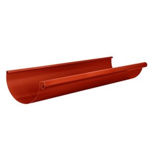 Водосточная система Aquasystem 150/100мм, желоб водосточный, стальной, d150мм, длина: 3м, цвет: RR29 - красно-коричневый – купить в Москве