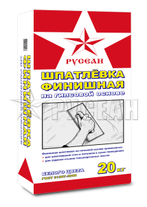 Шпатлевка финишная Русеан на гипсовой основе, цвет: белый (мешок 20кг) – купить в Москве