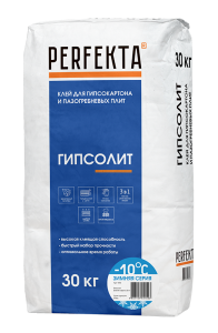 Клей монтажный гипсовый Perfekta Гипсолит Зимняя серия, цвет: серый (мешок 30кг) – купить в Москве