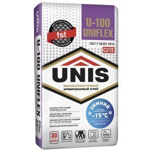Клей эластичный Unis UNIFLEX U-100 Зимний мешок 25 кг – купить в Москве