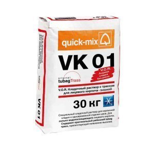Кладочный раствор для облицовочного кирпича Quick-mix VK 01 winter (зимний), цвет: алебастрово-белый (A) (мешок 30кг), арт.72181 – купить в Москве