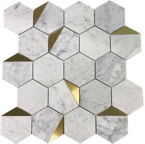 Мозаика из натурального камня и металла Caramelle Mosaic Orro Stone Белый полированная 325х300х8 мм мозаика 35284 – купить в Москве