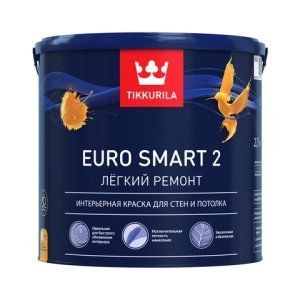Краска Tikkurila Euro Smart 2 база 1 A (белая, светлые тона) 9л – купить в Москве
