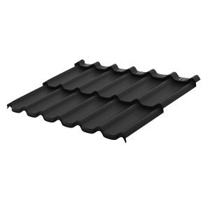 Модульная металлочерепица гонт Aquasystem Стокгольм XXL RAL 9005 глубокий черный  pe rooftop matt 1185х875 мм – купить в Москве
