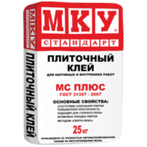 Клей для плитки МКУ Стандарт Плюс, цвет: серый (мешок 25кг) – купить в Москве