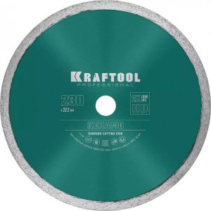Диск алмазный отрезной сплошной по керамограниту, керамической плитке, KRAFTOOL KERAMO 230 мм, арт.36684-230 – купить в Москве