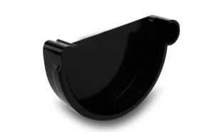 Водосточная система GALECO PVC 152/100(80)мм, заглушка желоба (правая), ПВХ, цвет: черный – купить в Москве