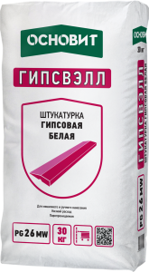 Штукатурка Основит ГИПСВЭЛЛ PG26 MW, цвет: белый (мешок 30кг) – купить в Москве