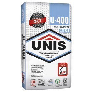 Клей-гель цементно-полимерный ультрапластичный белый UNIS U-400 C2TES1 20 кг – купить в Москве