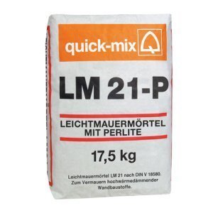 Теплоизоляционный кладочный раствор с перелитом Quick-mix LM 21-P, цвет: серый (мешок 17,5кг), арт.72331 – купить в Москве
