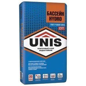 Клей плиточный Unis БАССЕЙН HYDRO мешок 25 кг – купить в Москве
