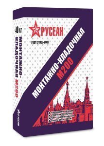 Сухая смесь М-200 Русеан монтажно-кладочная, цвет: серый (мешок 40кг) – купить в Москве