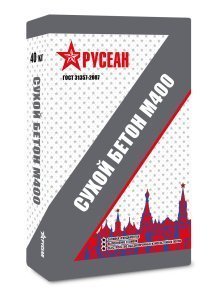 Сухой бетон М-400 Русеан -, цвет: серый (мешок 40кг) – купить в Москве
