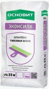 Шпатлевка Основит ЭКОНСИЛК PG35 W (Т-35), цвет: белый (мешок 10кг) – купить в Москве