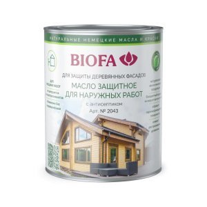 Масло защитное для наружных работ с антисептиком, BIOFA, цвет: 2043 (банка: 1л) – купить в Москве