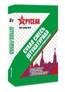 Сухая смесь М-150 Русеан штукатурная, для машинного нанесения, цвет: серый (мешок 40кг) – купить в Москве