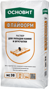 Раствор для укладки камня с одновременной расшивкой шва Основит ФЛАЙФОРМ MC30, цвет: 040 коричневый (мешок 25кг) – купить в Москве