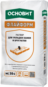 Раствор для укладки камня с одновременной расшивкой шва Основит ФЛАЙФОРМ MC30, цвет: 020 серый (мешок 25кг) – купить в Москве
