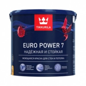 Краска Tikkurila Euro Power 7 база 1 A (белая, светлые тона) 2,7л – купить в Москве