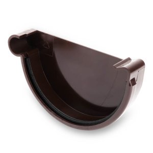 Водосточная система GALECO PVC 124/80мм, заглушка желоба (левая), ПВХ, цвет: темно-коричневый – купить в Москве