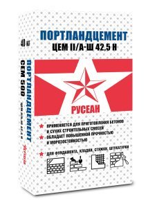Портландцемент Русеан М-500 Д20, цвет: серый (мешок 40кг) – купить в Москве