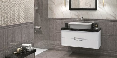Керамическая плитка Kerama Marazzi Гран Пале cерый глянцевая 250х55х8мм бордюр Багет BLE008 рис 3