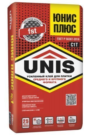 Клей плиточный Unis ПЛЮС мешок 25 кг рис 1