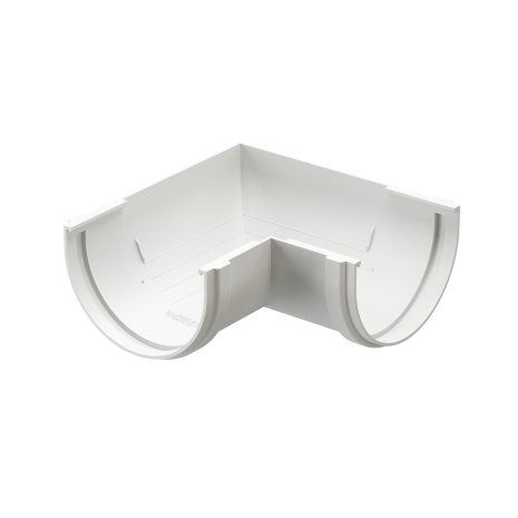 Угол желоба Docke Premium 120/85 мм 90 гр ПВХ RAL 9003 пломбир рис 1