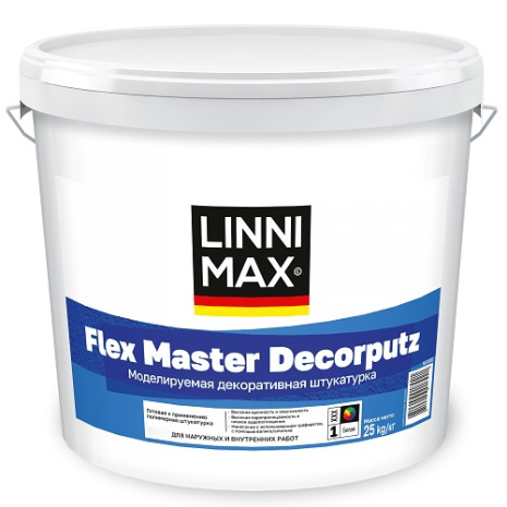 Штукатурка декоративная акриловая для внутренних и наружных работ LINNIMAX Flex Master Decorputz Base1 25 кг 948106577 рис 1