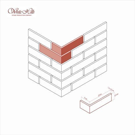 Искусственный камень угловой White Hills Лондон Брик 303-65 оранжевый рис 3