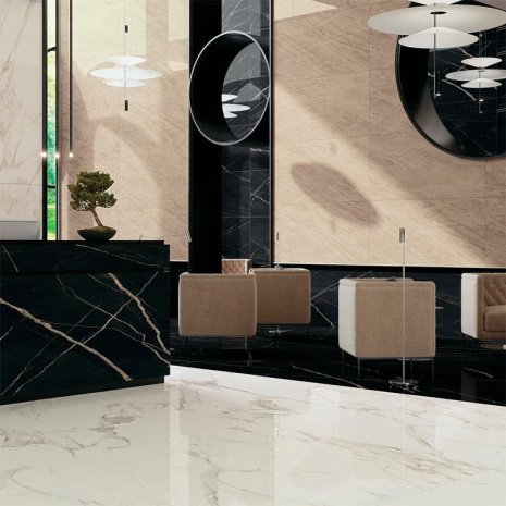 Керамогранит Atlas Concorde Empire Calacatta Black лаппатированная 1200х600х9 мм рядовая плитка 610015000619 рис 2