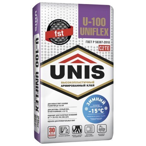 Клей эластичный Unis UNIFLEX U-100 Зимний мешок 25 кг рис 1
