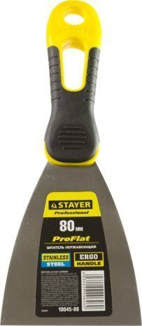 Шпатель STAYER PROFESSIONAL нержавеющее профилированное полотно, 2к ручка, 80 мм арт.10045-08 рис 2