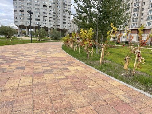 Тротуарная плитка Выбор Листопад гранит Старый город осень частичный прокрас 260/160/100х160х80 мм рис 5
