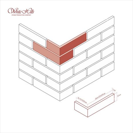 Искусственный камень угловой White Hills Тироль Брик 393-65 оранжевый рис 2