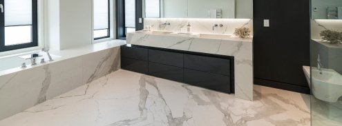 Керамогранит Laminam Russia I Naturali Marmi Calacatta Oro Venato lucidato 3000х1000х5,6 мм рядовая плитка LAMFF00318_IT рис 2