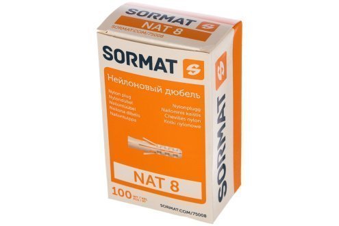Дюбель 75008 NAT8 нейлоновый 8х40мм по бетону, Sormat (упаковка: 100шт) рис 2