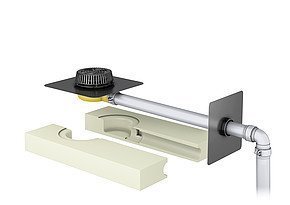 Водосточная система SITAINDRA комплект основного водоотвода,DN70мм DO75мм, приемная чаша с соед.фартуком,труба,хомут,листоуловитель, плата, арт.107300 рис 1