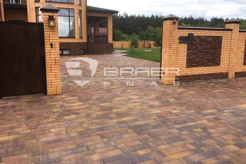 Тротуарная плитка Braer Premium Домино сафари частичный прокрас 640/480/360/280х160/120х60 мм рис 2