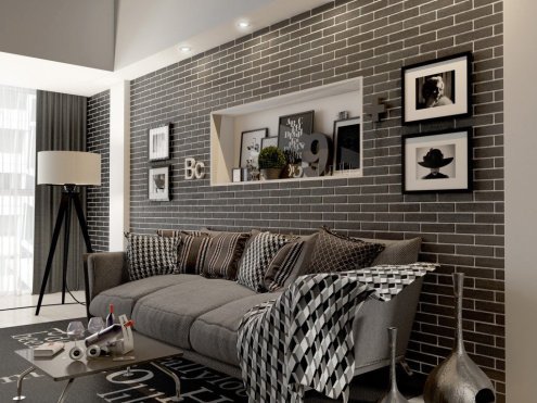 Искусственный камень плоский White Hills Терамо Брик 2 363-80 серый рис 2
