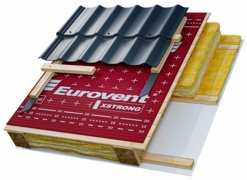 Супердиффузионная мембрана Eurovent X Strong 250 г/м2 30х1,5 м бордовый/антрацит рис 2