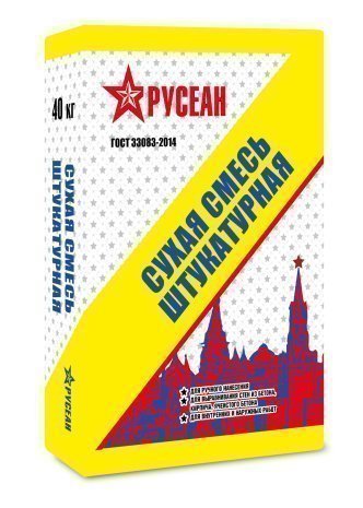 Сухая смесь М-150 Русеан штукатурная, модифицированная, цвет: серый (мешок 40кг) рис 1
