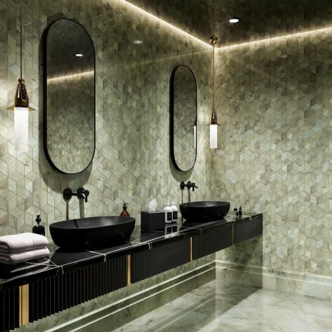 Керамическая плитка Kerama Marazzi Джардини зеленый глянцевая 450х375х10мм декор мозаичный T017/14025 рис 2