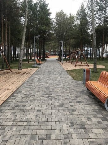 Тротуарная плитка Выбор Листопад гранит Старый город антрацит частичный прокрас 260/160/100х160х60 мм рис 4