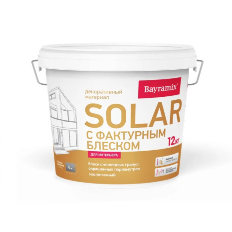 Декоративное покрытие на основе стеклянных гранул с перламутром Bayramix Solar S 261 миндаль крайола ведро 12 кг рис 2