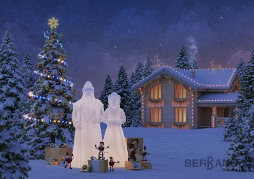 Дед мороз Berkano, размер: 80x197x80см, подсветка LED RGB, 220 V, IP44, арт.210_094_03_104 рис 2
