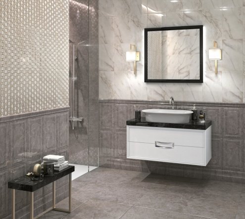 Керамическая плитка Kerama Marazzi Гран Пале cерый глянцевая 250х150х15мм плинтус FMB011 рис 2