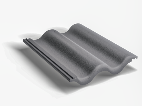 Цементно-песчаная черепица рядовая Kriastak Protecta Titanium матовое 420х330 мм рис 1